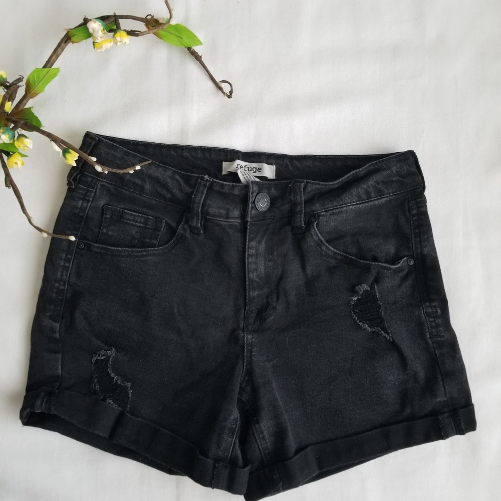 Refuge Jeans Shorts Size 0 Black Womens Jeans - Picture 2 of 7